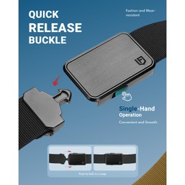 FAIRWIN Men's Belt, Tactical Stretch Nylon Web Belts with Quick Release Buckle for Jeans Pants Shorts