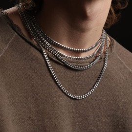 Silver Necklace Chain Cuban Link Necklace for Boyfriend Curb Chains Hip Hop Jewelry Men Stainless Steel Chain for Men