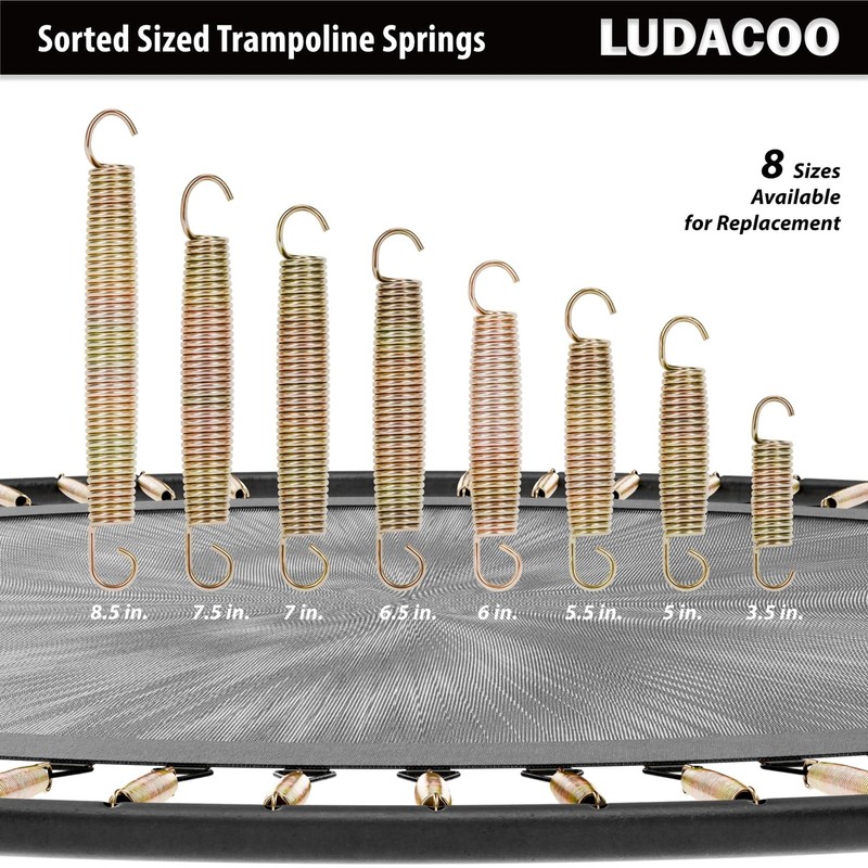LUDACOO 3.5"-8.5" Trampoline Springs, Heavy Duty Stainless Steel Trampoline Accessories