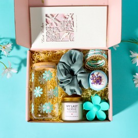 Christmas Gifts for Teen Girls, Birthday Gifts for Teen Girls, Girls, Unique Cute Birthday Gifts Box For Girl, Her, Sister, Daughter, Friends, Ideas Cute Daisy Aesthetic Glass Cups Gifts (Blue)