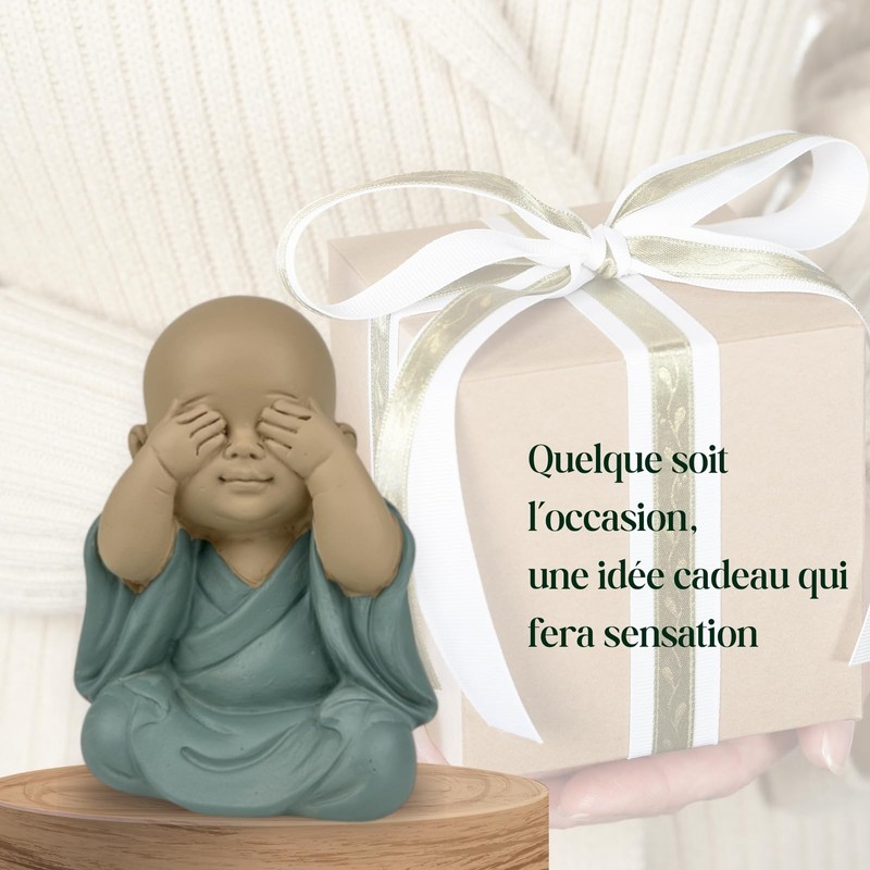 Zen'Light Statue Buddha Vue in Mythical Position - See Nothing