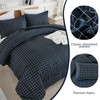 Navy Plaid Comforter Set Queen Size, 3 Pieces Blue Grid