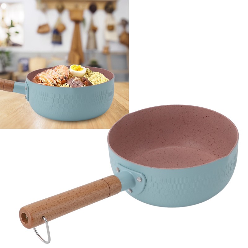 Wooden Handle Milk Pot Aluminum Alloy Multifunctional Flat Bottomed Noodle