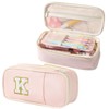 Janhavi Preppy Pencil Case for School Supplies, Large Initial Pencil