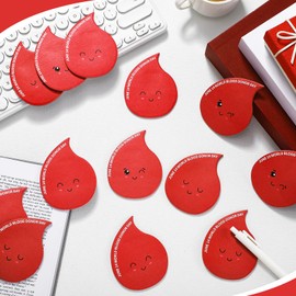 Eaasty 24 Pads Funny World Blood Donor Day Sticky Notes Bulk Blood Drops Lined Sticky Notes for World Blood Donor Day Gifts Supplies Chartity Work Study School Office Decoration