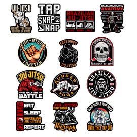(Set of 13) Jiu Jitsu Sticker Tap Snap Or Nap, Slap Bump Roll Vinyl Decal Gift Weather-Resistant Stickers for Water Bottles Laptop Window Car 3 Inches