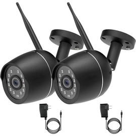2 Pack Full Metal Case Motion Detection Wired Outdoor Security Camera, 1080P 2.4G WiFi Home Security Camera with 2-Way Audio/Night Vision/Plug-in SD