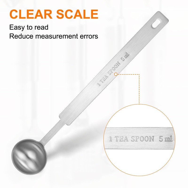 sourcing map 2pcs Single Measuring Spoon 1tsp (1/3tbsp, 5ml) Teaspoon/Tablespoon