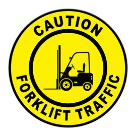 Forklift Traffic Signs Floor Decals Caution Yellow Anti-Slip Round Shape B Business Industrial Stickers 24Inches Longer Side