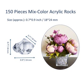 Lyrtrees Decorative Acrylic Ice Gems, Purple Pink Fuchsia Clear Mixed, Pack of 150 Pieces Vase Filler Stones Reusable Acrylic Crushed ice Rocks for Home Décor