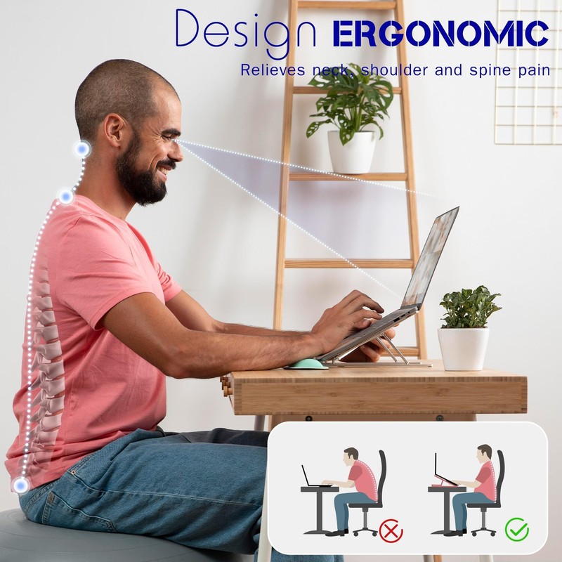 POWERSUP Laptop Stand for Desk, Adjustable Laptop Stand with 8