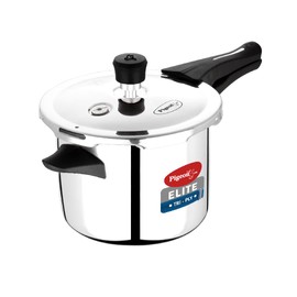 Pigeon Elite Tri-Ply Stainless Steel Body Outer Lid Pressure Cooker Induction and Gas Stove Compatible 5 L - Silver