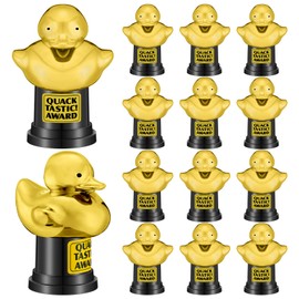 Tondiamo Quacktastic Award Duck Trophy Bulk 2.7 x 3.9 Inch Plastic Black Gold Duck Trophies Quack Tastic Awards Funny Trophies Rewards and Giveaways for Office Sports Event Party Favors (12 Pcs)