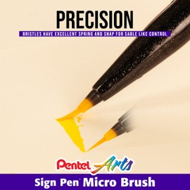 Pentel Arts Sign Pen Micro Brush, Assorted Ink, (A/B/C/D/E/G) 6-pk (SESF30BP6M)