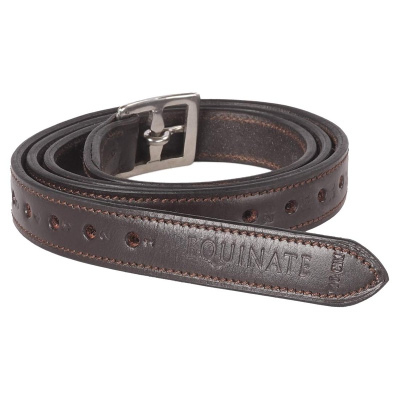 Equinate Superior Leather Stirrup Leathers with Stainless Steel Buckles Brown