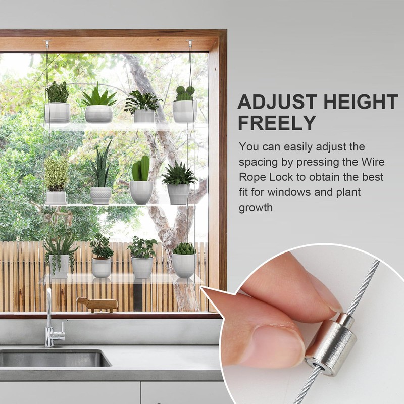 3-Tier Hanging Clear Plant Shelves for Windows, Acrylic Window Wall