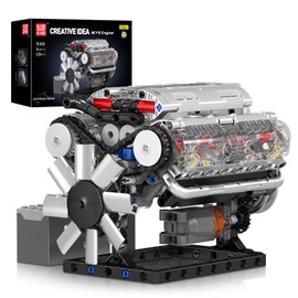 Mould King V8 Engine Building Kit, Build Your Own Mini Engine That Works - 535 Pcs STEM Project Model for Kids, Building Blocks Set for Adults