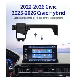 Masergogo Car Phone Holder for Honda Civic 2022-2026 / Civic Hybrid 2025-2026, 7/9" Screen Fixed Clip, Auto Accessories Navigation Bracket, Interior Decoration Mobile Phone Mount, 360° Rotation