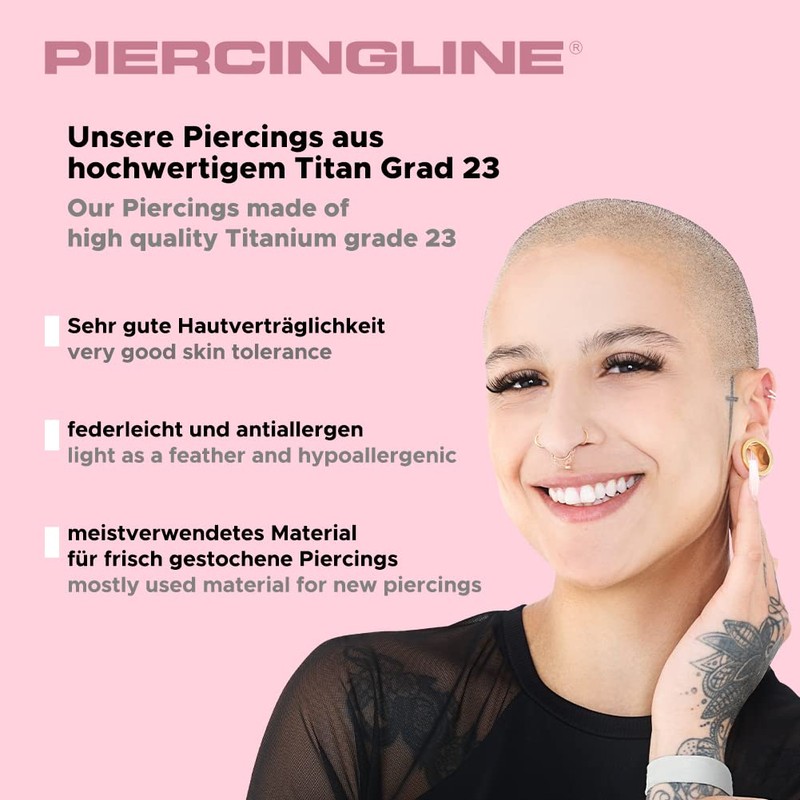 PIERCINGLINE Titanium nose piercing spiral | 3 CRYSTALS | nose