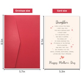 YIWANSIN Heartfelt Poem Mother's Day Card for Daughter, Sentimental Greeting Card for Her, Elegant and Emotional Card for Mother's Day Celebration, Happy Mother's Day Card