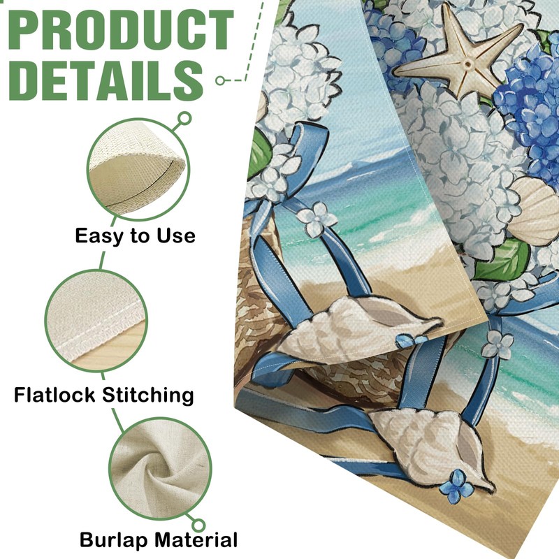 Dyrenson Welcome Spring Summer Beach Hydrangea Flower 28 x 40