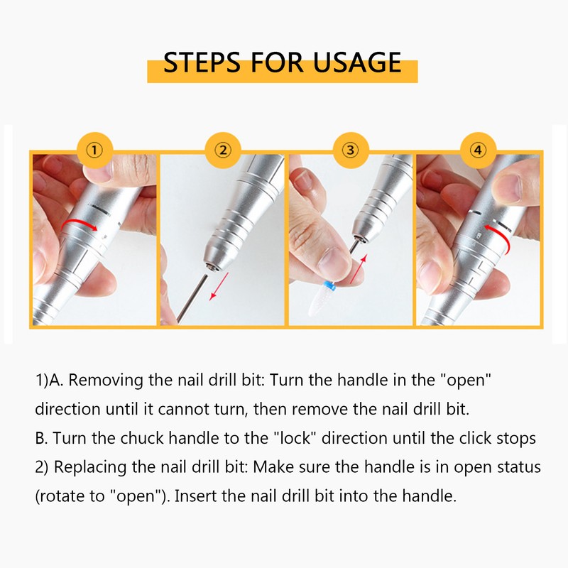 LCD Nail Drill Machine Portable USB Charging Adjustable Electric Nail