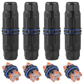 2PCS Waterproof IP68 Junction Box Outdoor Electrical Cable Connector for 3.5-10mm Wire Range(AC 250V, 16A), Suitable for Repair and Extend Power Cables