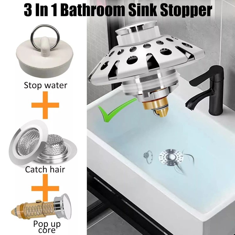 AzWzz 2 Pack Bathroom Sink Stopper,Sink Hair Catcher,Bathro