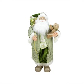 Northlight 32" St. Patrick's Irish Standing Santa Claus Christmas Figure with Teddy Bear and Gift Bag