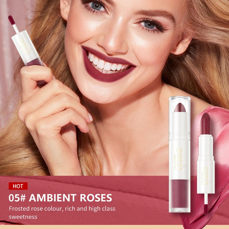 HWSHQY OO Dual Ended Lip Makeup,2-in-1 Matte Liquid Lipstick Lip