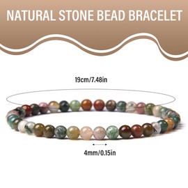 EORPAVU Bracelets for Women, 2 Pieces Natural Stone Bead Bracelet Stretchy Elastic Jewelry Friendship Bracelet Gift for Men and Women