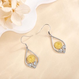 ONEFINITY Sunflower Earrings 925 Sterling Silver Sunflower Dangle Earrings Flower Earrings Boho Sunflower Jewellery Gifts for Women