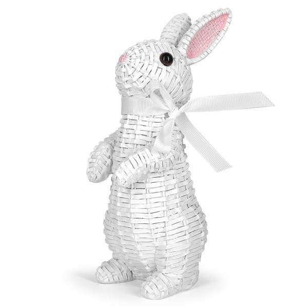 MicoSim Rattan Effect Resin Bunny Easter Decor,Table Rabbit Easter Decorations,Spring