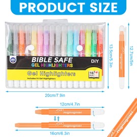 Dianfen Bible Highlighters No Bleed - 16 Pcs Gel Highlighter, Bible Study Supplies, Gel Wax Highlighters Set, for Suitable for studying, journaling, highlighting and art drawing (Set of 16)