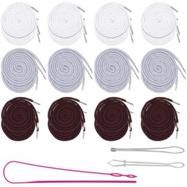 CABODYALS 3 Colors 24Pcs Drawstring Cord Replacement Kit Round Drawstrings Cord Replacement with Easy Threaders Iron Bodkin Rope Tool Set for Shorts Pants Jackets Coats Hoodies Bags Accessories Diy
