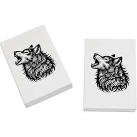 2 x 45mm 'Howling Wolf' Erasers/Rubbers (ER00047819)