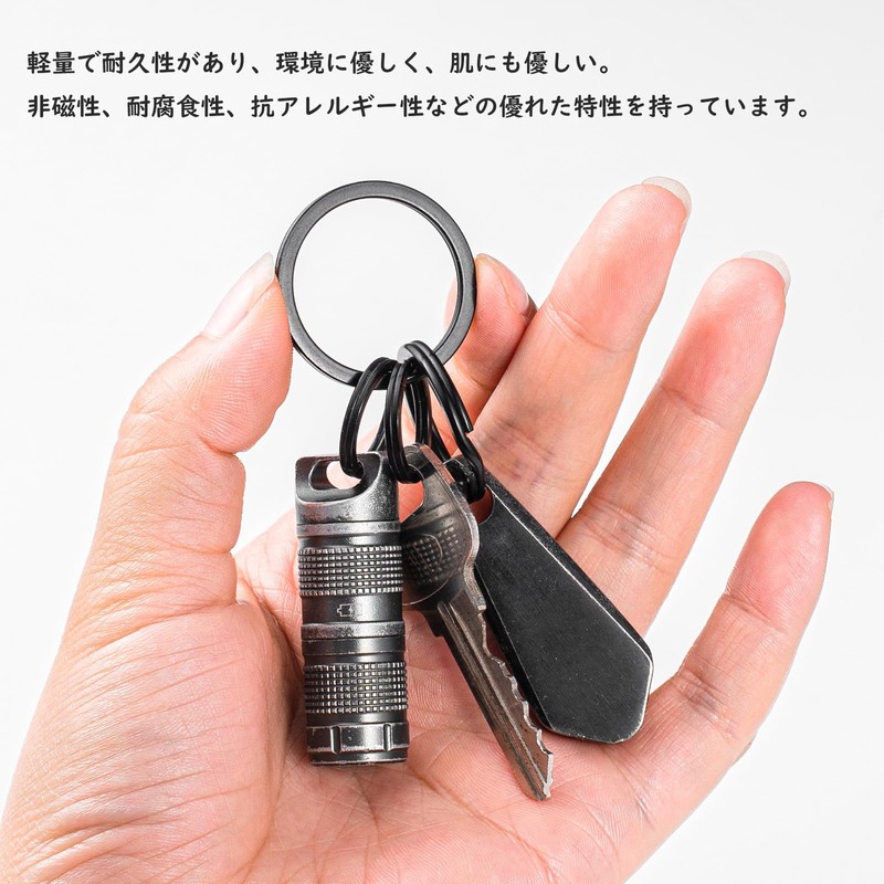 TIMULTI Men's Keyring, Titanium Carabiner, Key Holder, Ring, Double Ring,