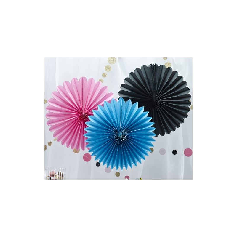 Ginger Ray Wall Fan Hanging Party Decorations in Blue, Pink