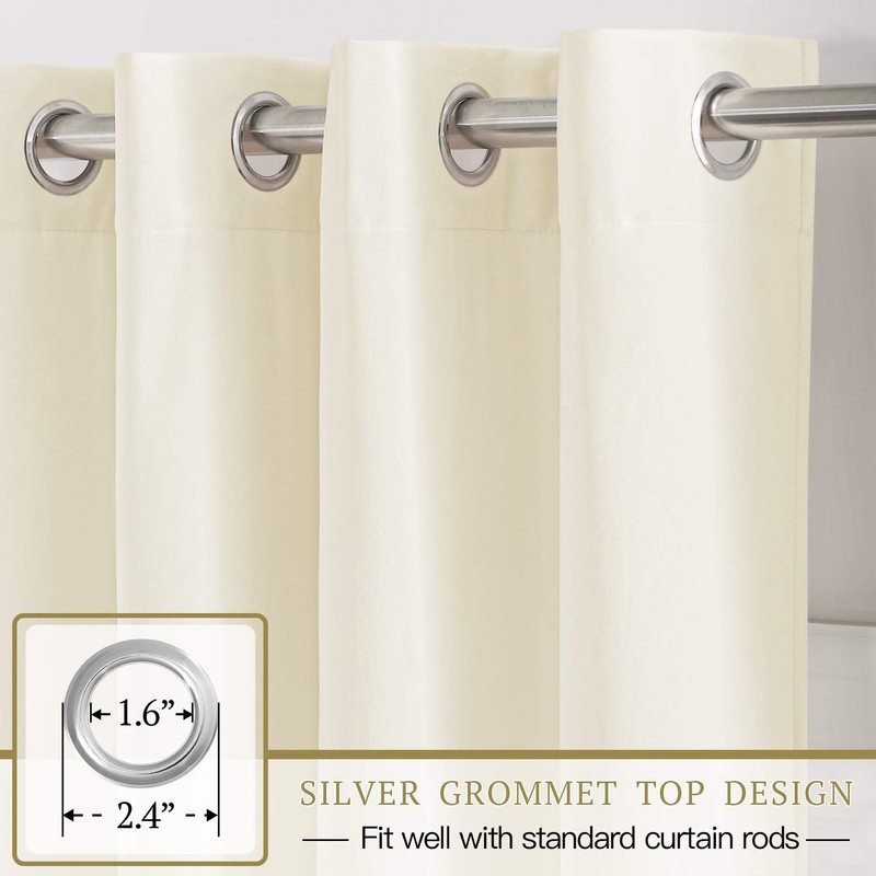 StangH Soft Ivory Velvet Curtains 102 inches Long 2 Panels