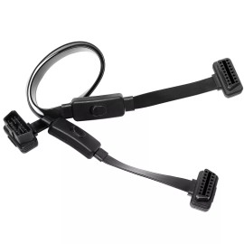 iKKEGOL OBDII Splitter 2 way obd2 all 16 Pins wired Male to 2 Female Y Cable with switch