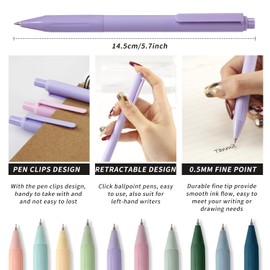 Retractable Gel Pens, Black Gel Ink Cute Pens, 0.5mm Fine Point with Grips, Smooth Writing Pens for Office, 20-Pack