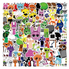 110 Pcs Incredibox Sprunki Stickers for Laptop, Cool Decals for Teens Kids Boys Skateboard Phone