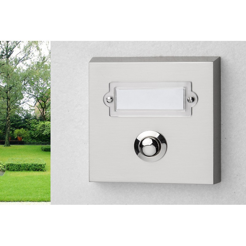 Huber Bell Plate Single Surface-Mounted Rectangular Real Metal with Stainless