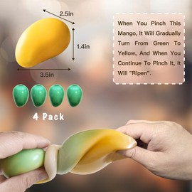 Yonaaclin Taba Squishy Toys 4pack，Discoloration Slow Rising Mango Squishies Fidget Toys Adults，Fufu Squishy Fidgets Stress Toys，Autism Sensory Product Novelty Toys & Amusements Toy