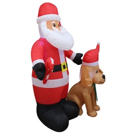 BZB Goods 5 Foot Tall Lighted Christmas Inflatable Santa Claus with Cute Dog LED Lights Outdoor Indoor Holiday Decorations Blow up Yard Giant Lawn Inflatables Home Family Outside Decor