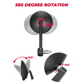 Kemimoto - Espejo universal para manillar de motocicleta, 9,9 x 9,9 cm, aluminio transparente, resistente