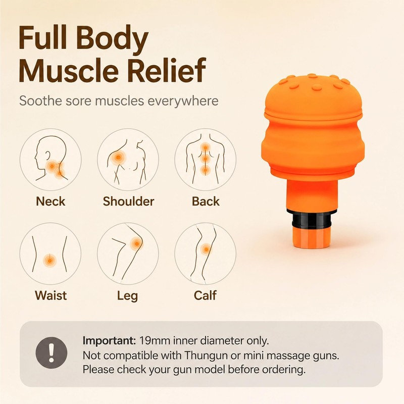 UNSVM Massage Gun Heads,2 PCS 19mm Diameter Silicone Air-Cushion Orange