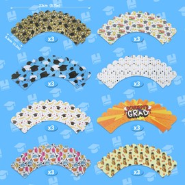 Decoraciones y envolturas para cupcakes de graduación 2022, decoraciones de fiesta de graduación de felicitaciones, forros de púas de magdalenas, gorra de graduación, bonitos suministros de decoración de pasteles de mano para fiesta de graduación 2022