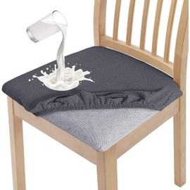 Granbest Stylish Waterproof Dining Chair Seat Covers Set of 4, High Stretch Dining Chair Seat Cushion Slipcovers Washable Seat Protector for Banquet, Kitchen, Party, Hotel (Grey, Set of 4)