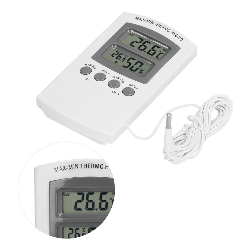 LCD Temperature and Humidity Monitor WallMountable Wired Flower Planting Hygrometer